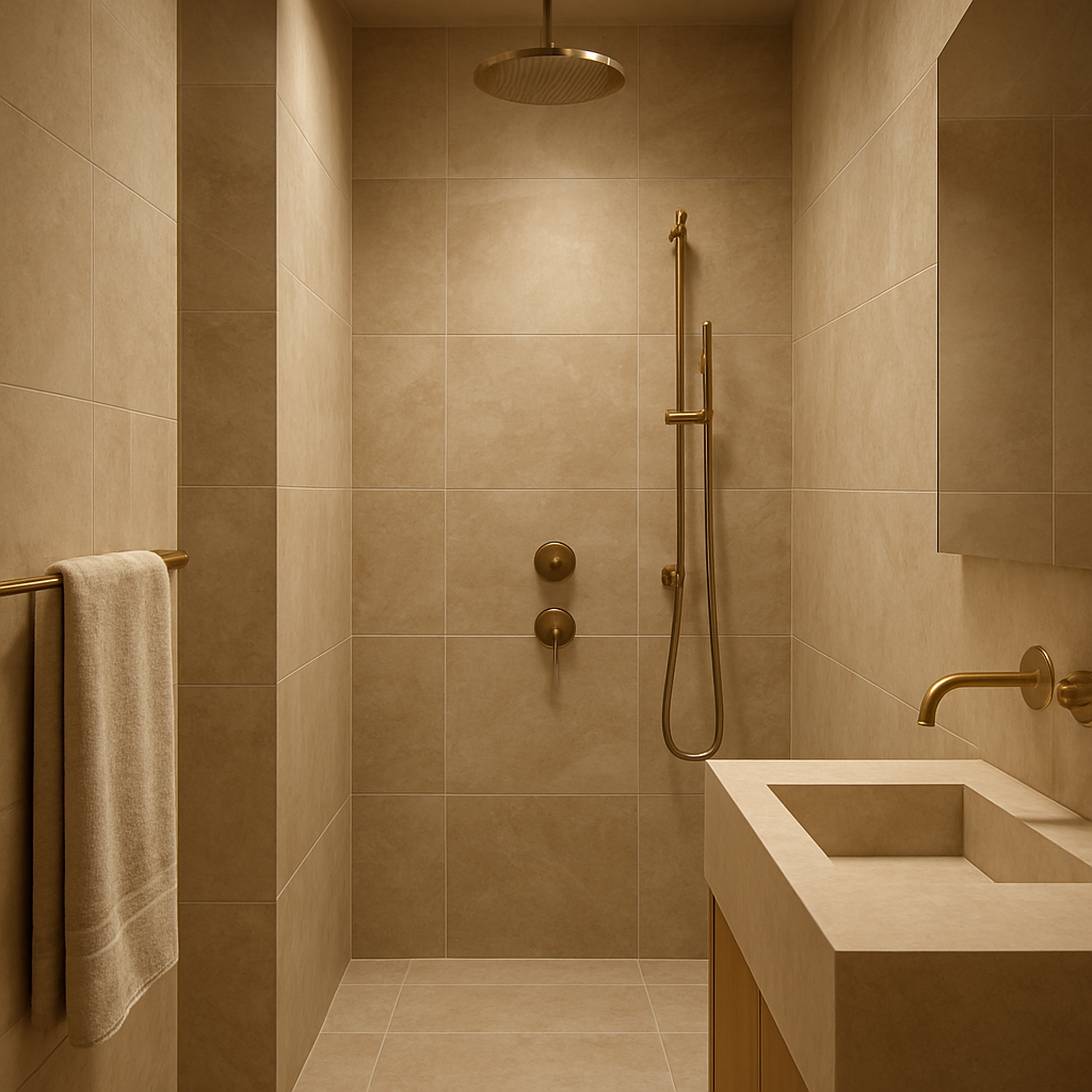Luxury bathroom with Dune Bath Co. fixtures